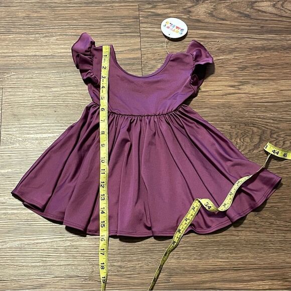 NWT Dot Dot Smile Ruffle Short Sleeve Twirl Dress Purple Size 6-12 Months - Picture 9 of 10